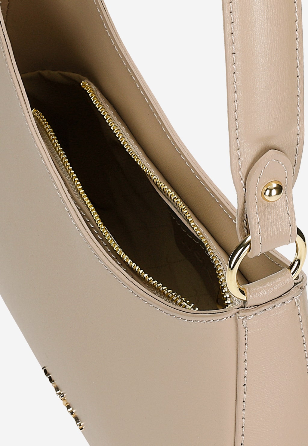 Béžová kožená kabelka typu bageta s asymetrickým tvarom 80411-54 Widok 7