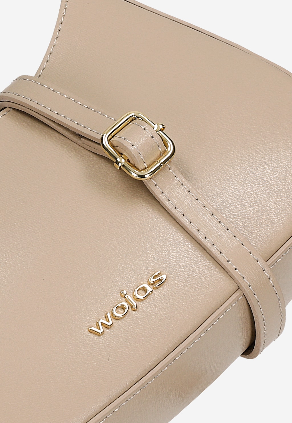 Béžová kožená kabelka typu bageta s asymetrickým tvarom 80411-54 Widok 8