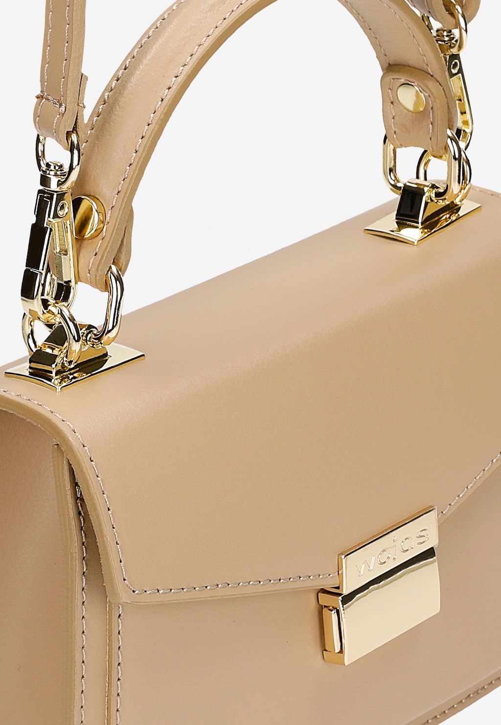 Malá béžová kožená večerní kabelka 80402-54 Widok 6