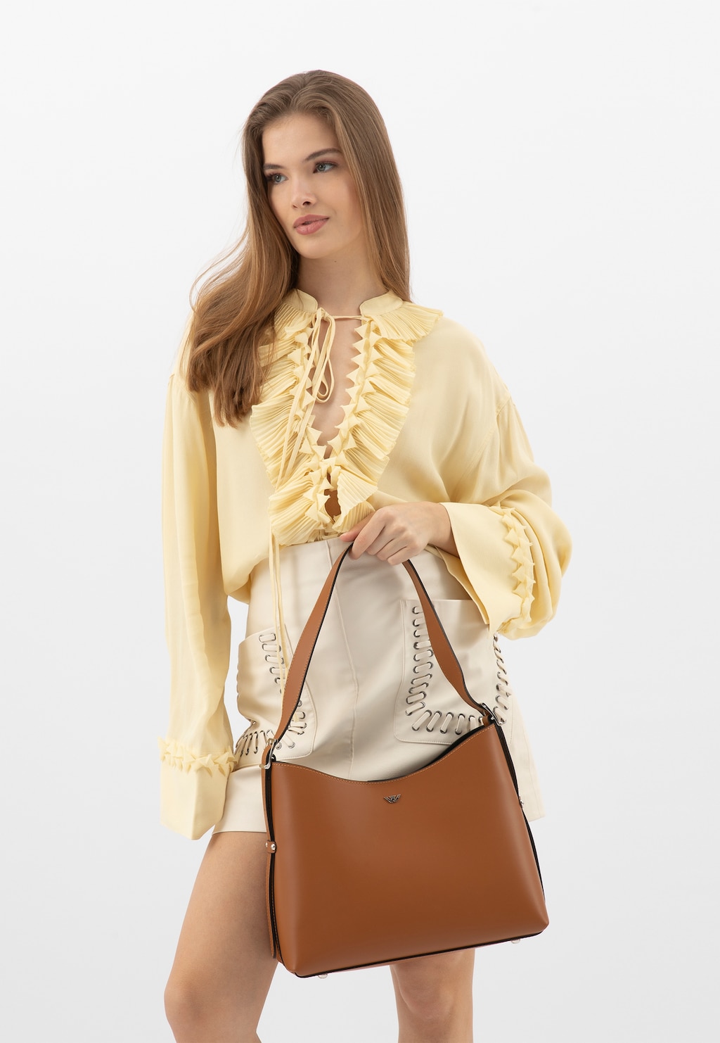 Velká dámská kožená kabelka v hnědé barvě 80182-53 Widok 1