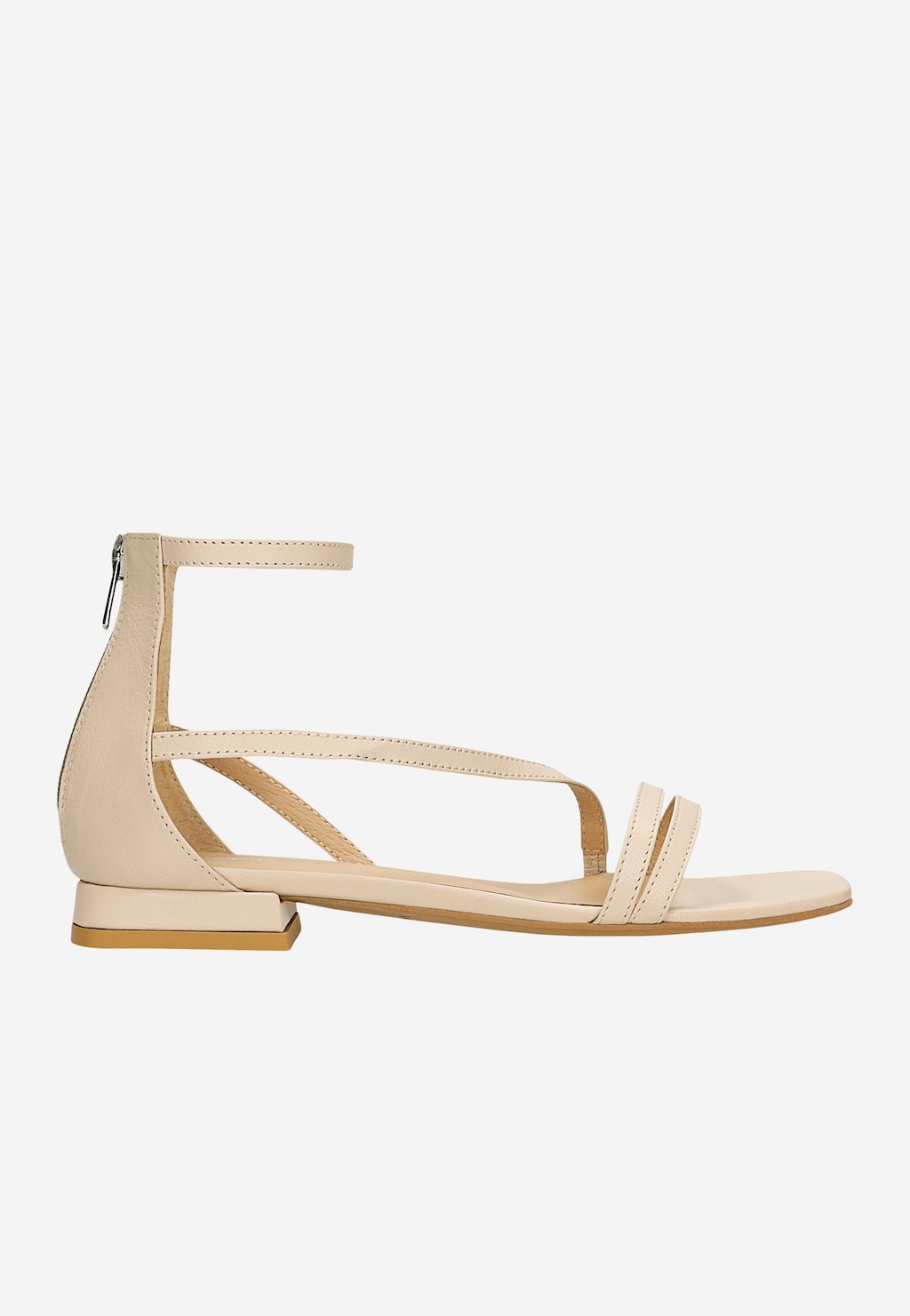 Béžové dámské kožené sandály na nízkém podpatku 76222-54 Widok 2