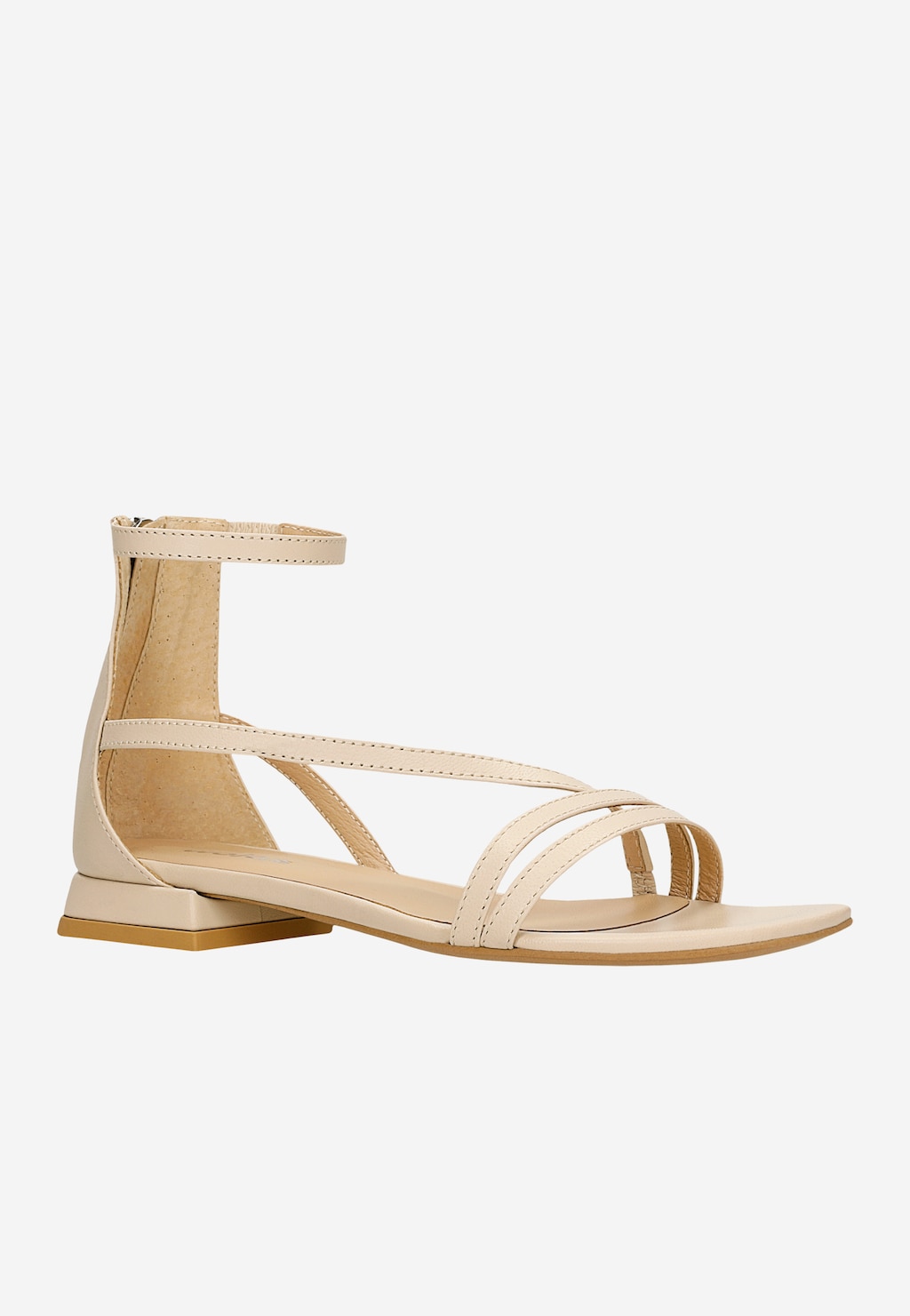 Béžové dámské kožené sandály na nízkém podpatku 76222-54 Widok 3