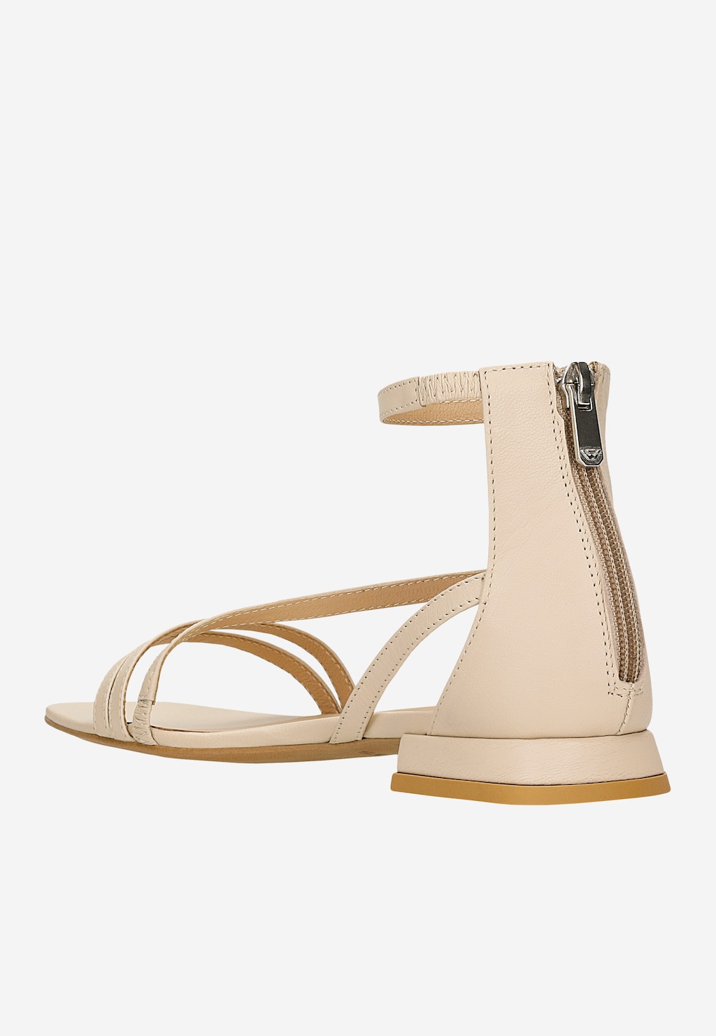Béžové dámské kožené sandály na nízkém podpatku 76222-54 Widok 4