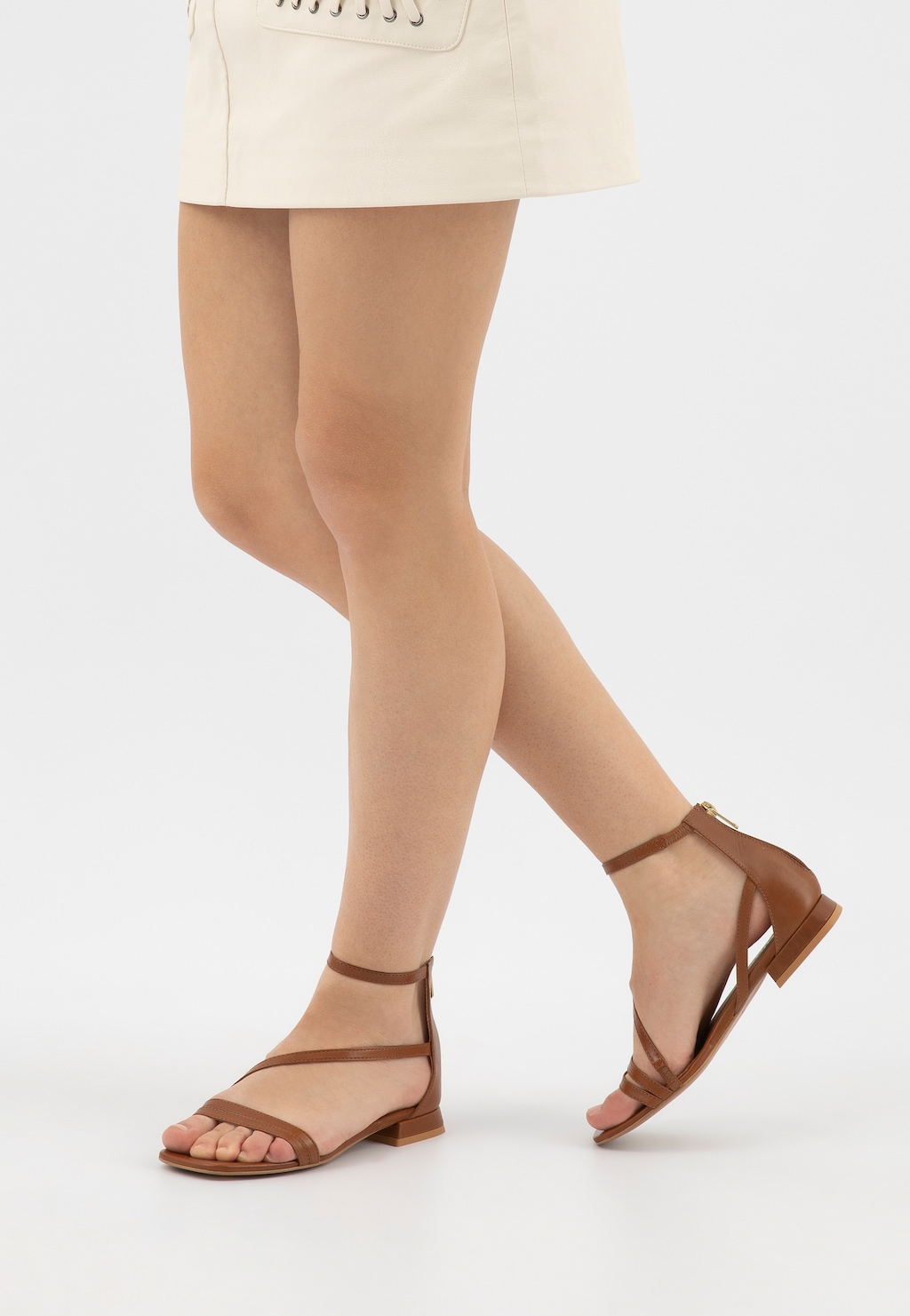 Hnedé dámske sandále z lícnej kože 76222-53 Widok 7