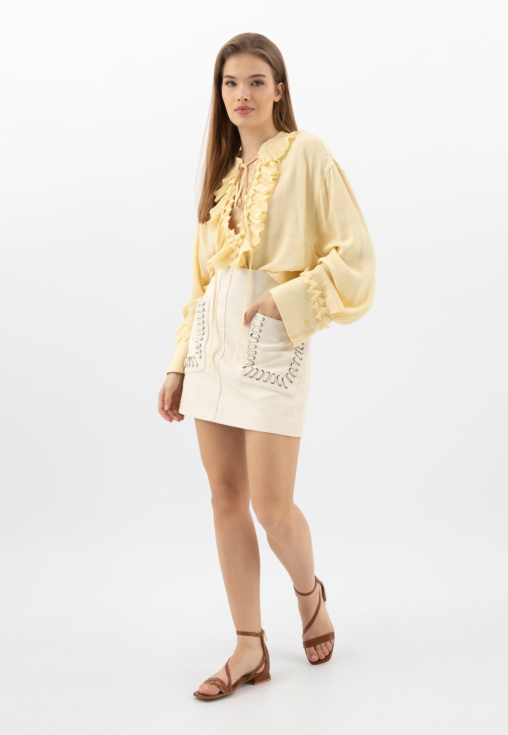 Hnedé dámske sandále z lícnej kože 76222-53 Widok 8