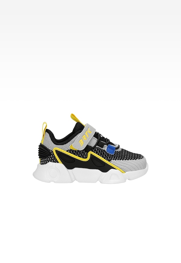 Czarno-szare siateczkowe sneakersy chłopięce z żółtymi elementami BARTEK 87007-18