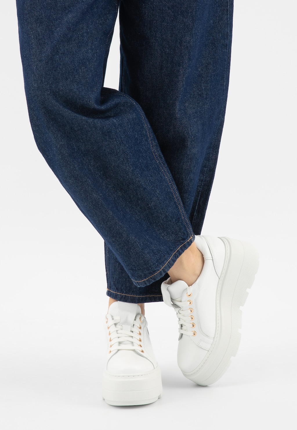 Bílé tenisky na vysoké platformě 46352-59 Widok 8