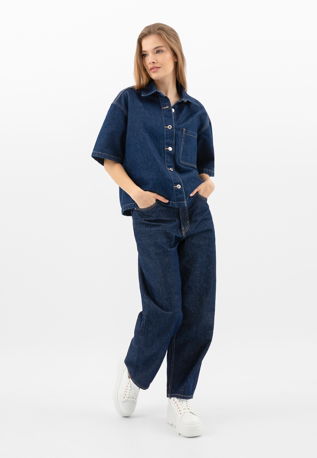 Bílé tenisky na vysoké platformě 46352-59 Widok 9