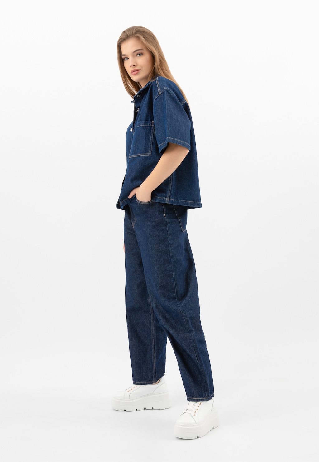 Bílé tenisky na vysoké platformě 46352-59 Widok 1