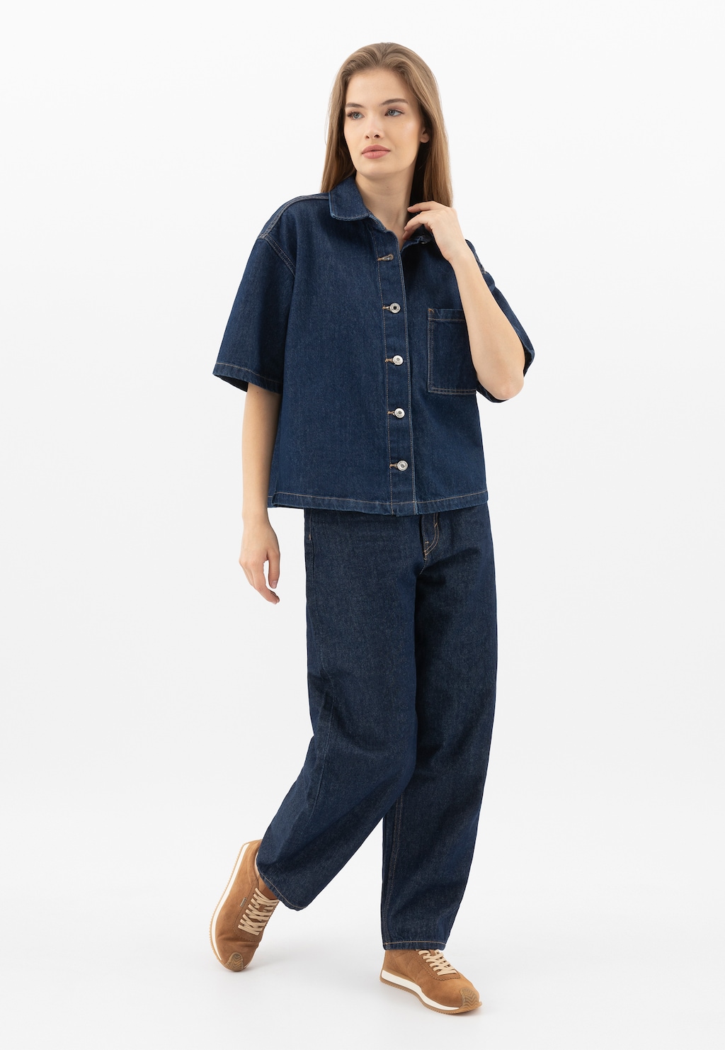 Béžové tenisky z velúrovej useň 46368-74 Widok 9