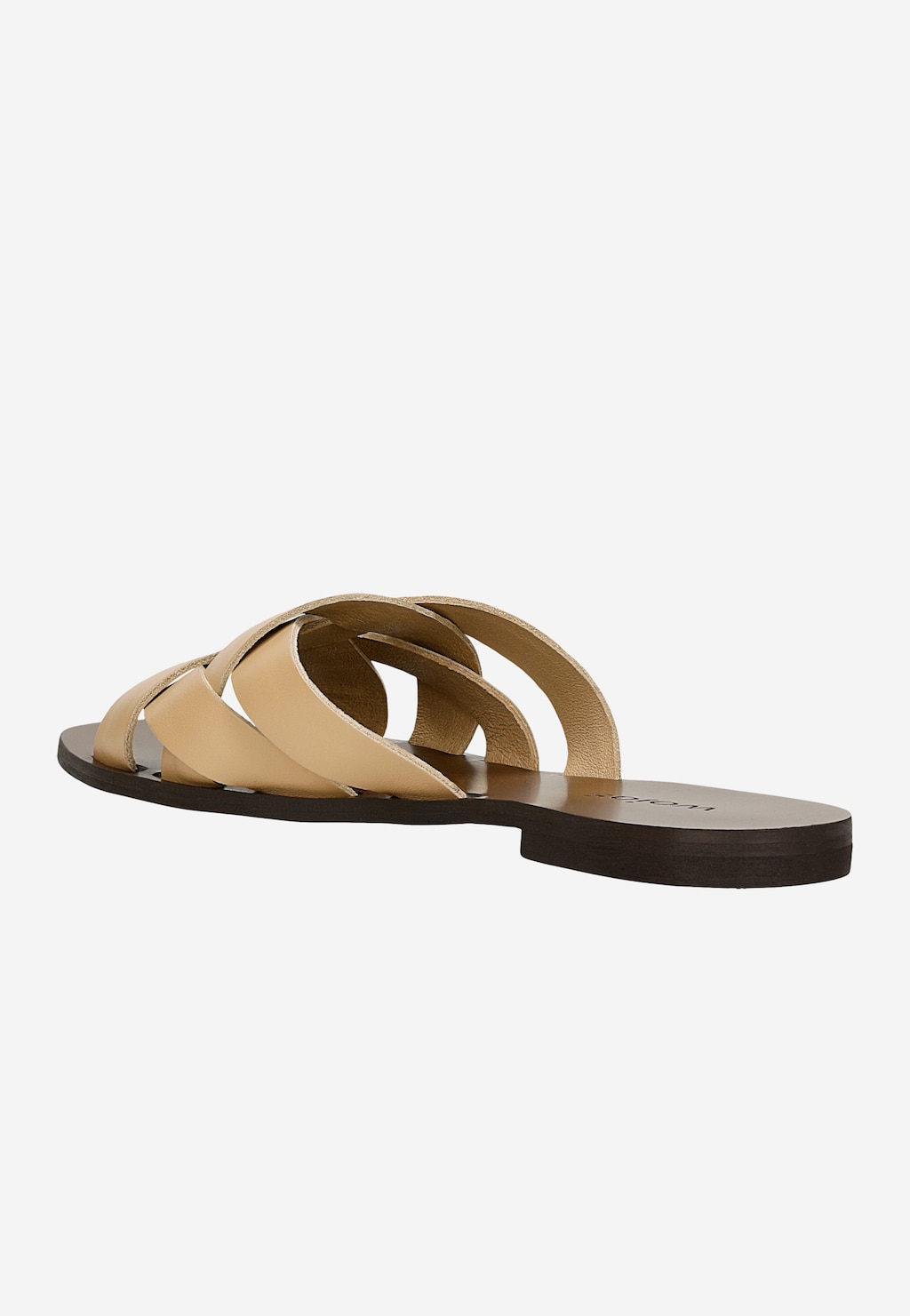 Beżowe skórzane klapki damskie z przeplatanymi paskami 74025-54 Widok 4