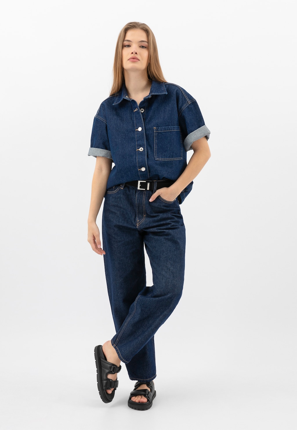 Čierne kožené dámske šľapky so suchými zipsami 74136-51 Widok 10