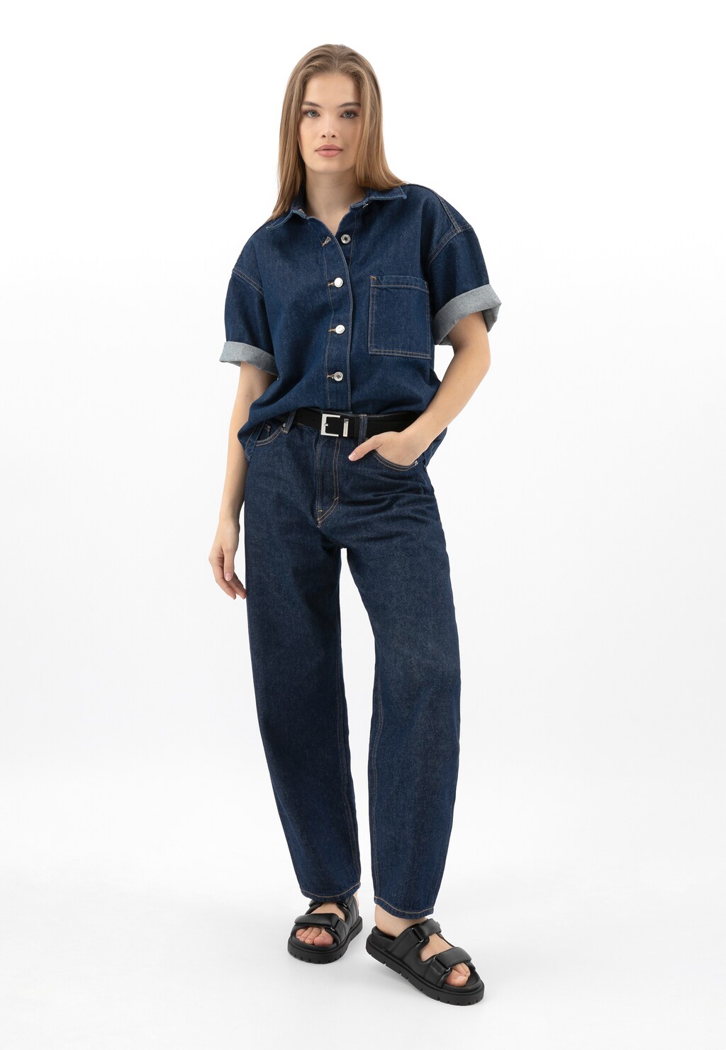 Čierne kožené dámske šľapky so suchými zipsami 74136-51 Widok 1