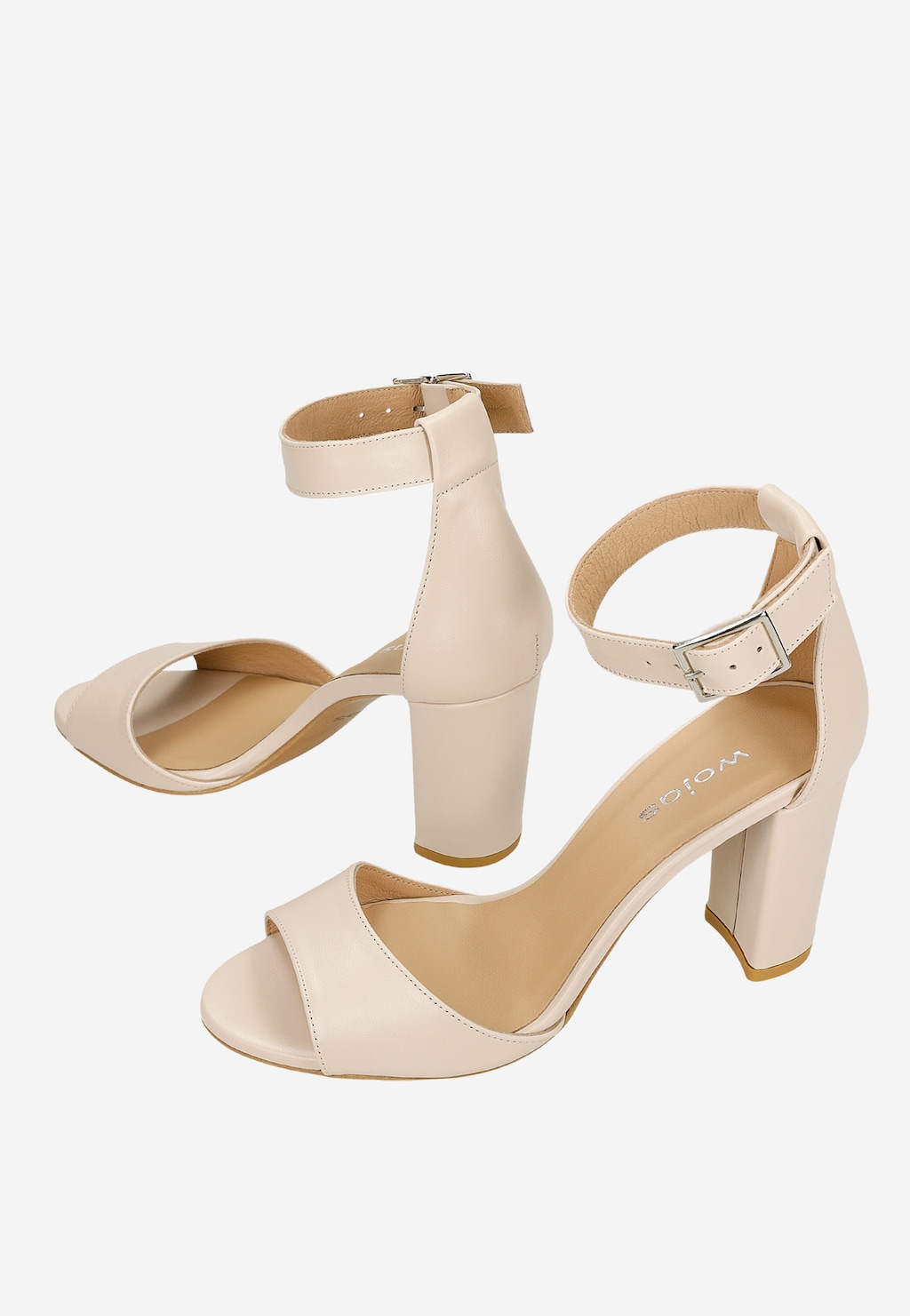 Beżowe skórzane sandały damskie 76246-53 Widok 7