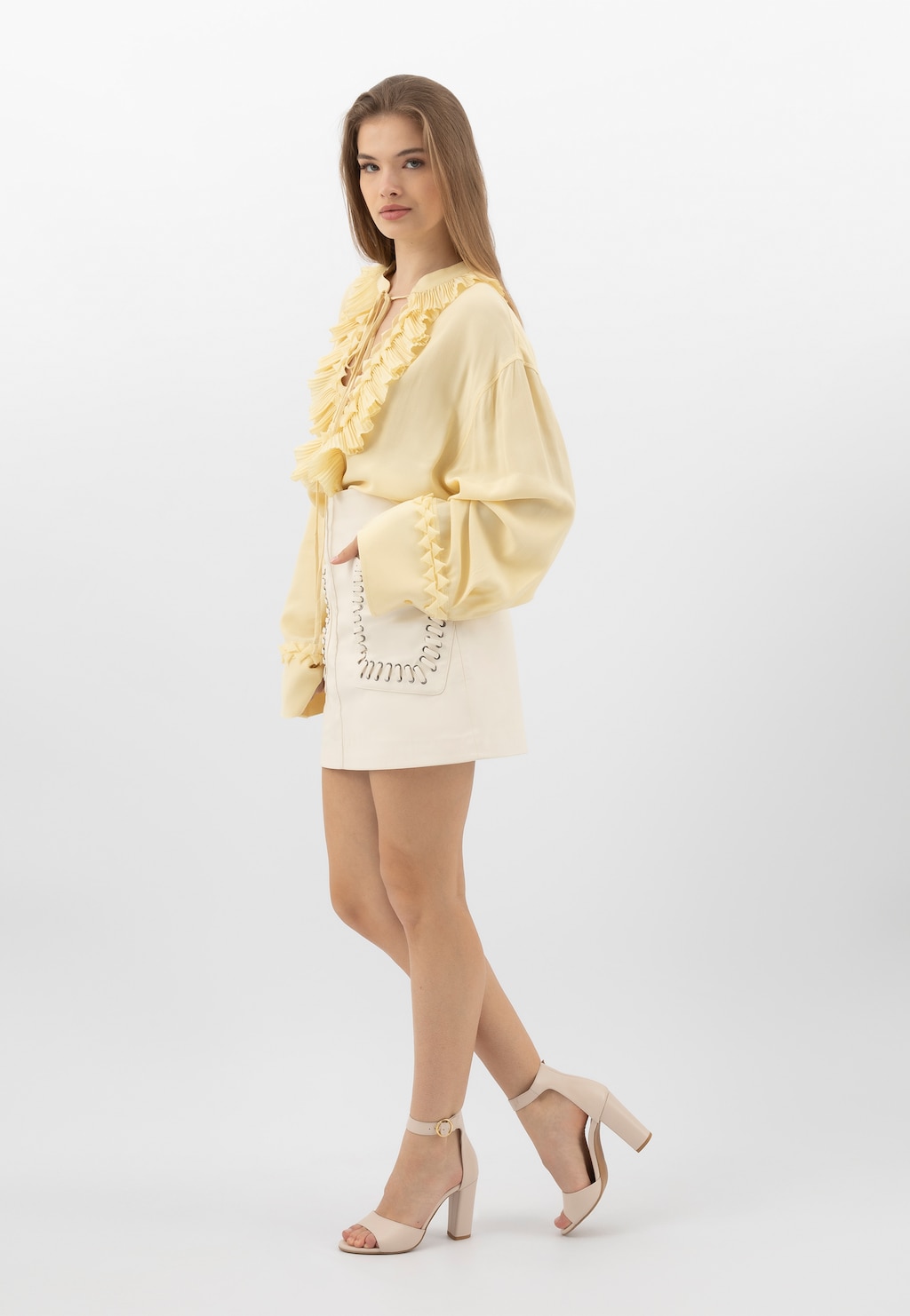 Beżowe skórzane sandały damskie 76246-53 Widok 1