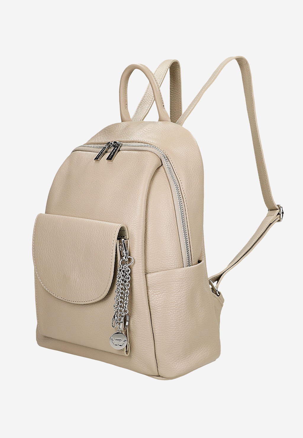 Pojemny beżowy plecak miejski ze skóry licowej 80331-54 Widok 3