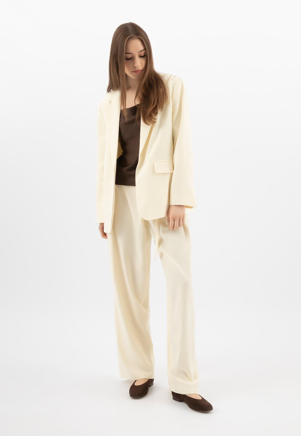 Tmavohnedé dámske balerínky zo semišovej kože 44003-62 Widok 1