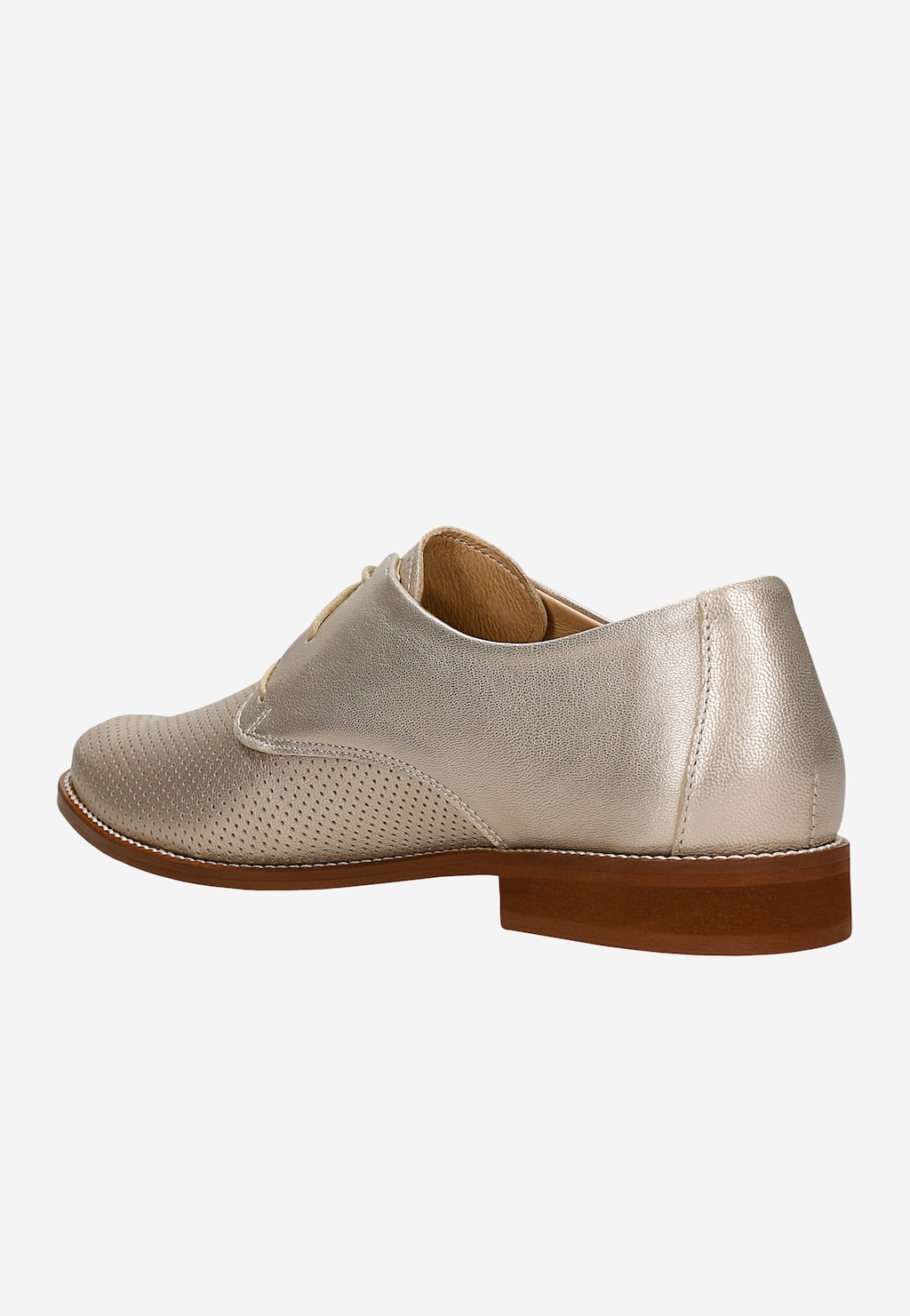 Zlaté kožené oxfordky pre ženy na hnedej podrážke 46342-58 Widok 4