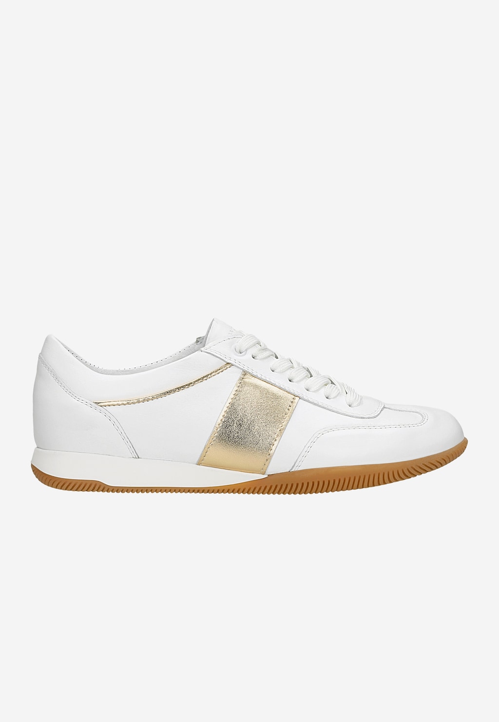 Biele kožené dámske poltopánky so zlatými detailmi 46343-79 Widok 2