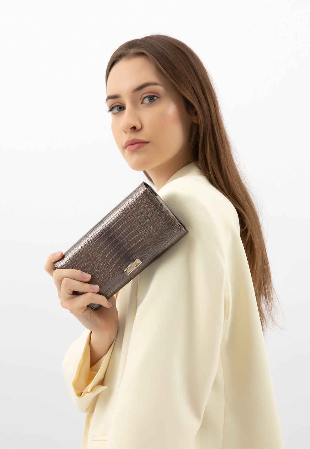 Velká béžová dámská peněženka z lakované kůže 91088-34 Widok 1