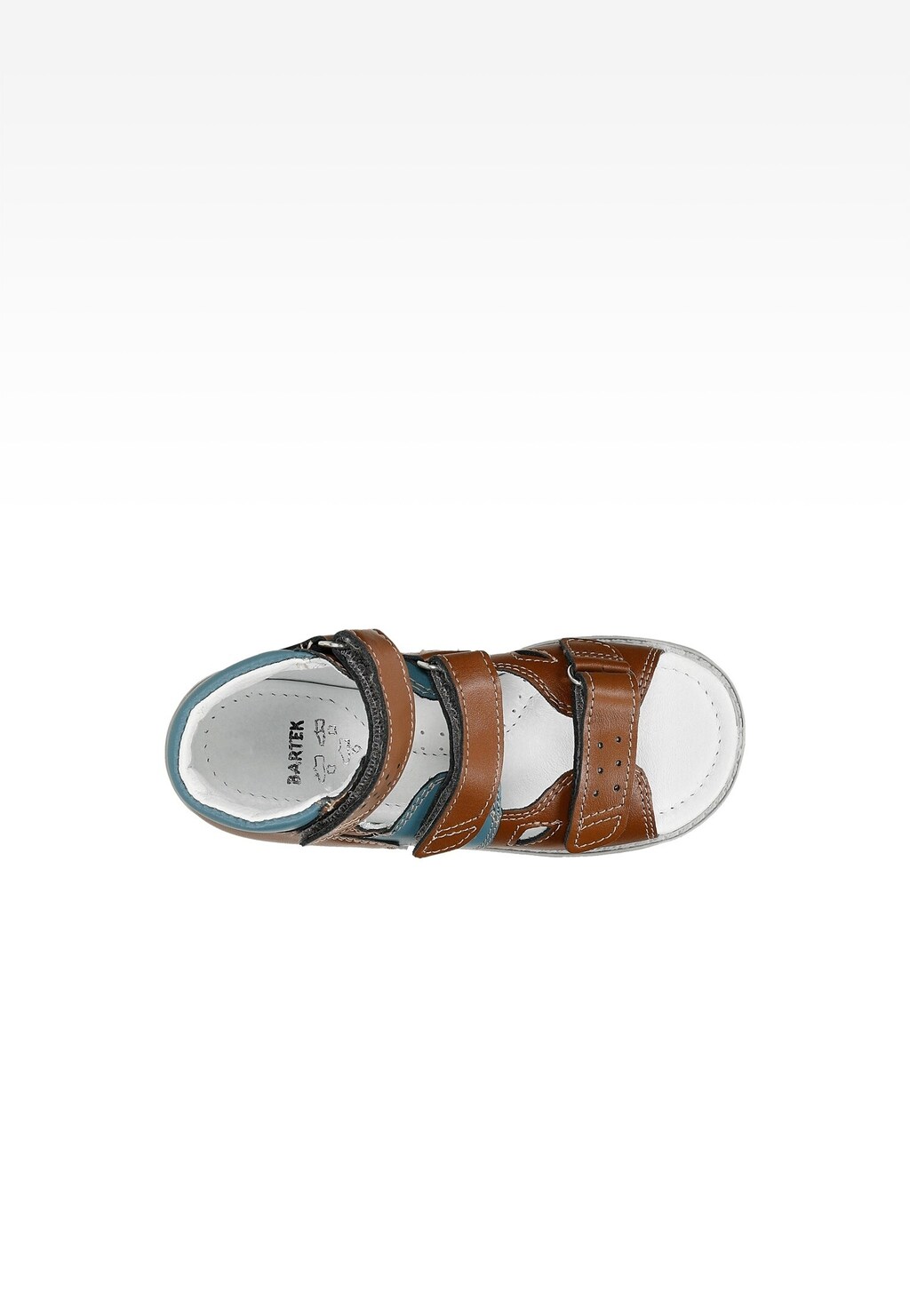 Hnědo-modré uzavřené sandály z kombinovaných kůží BARTEK 86804-025 Widok 4