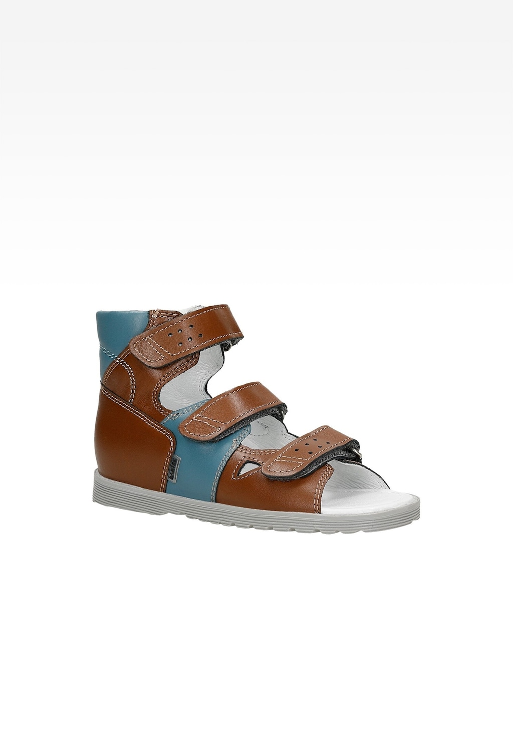 Hnědo-modré uzavřené sandály z kombinovaných kůží BARTEK 86804-025 Widok 2