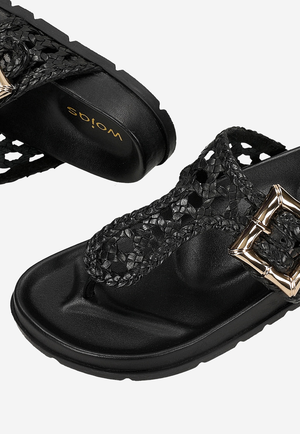 Černé průhledné dámské žabky se zlatou přezkou 74160-51 Widok 6