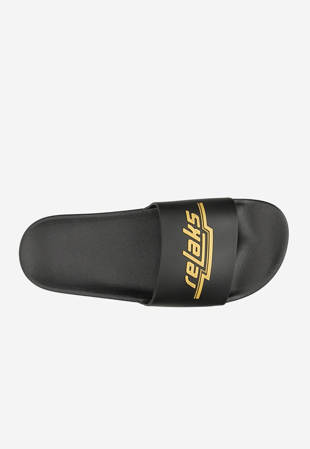 Czarne klapki damskie RELAKS ze złotym logo 74029-18 Widok 4