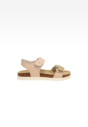 Różowe sandały na korkowej podeszwie BARTEK 84415-54 ze złotą odczepianą ozdobą