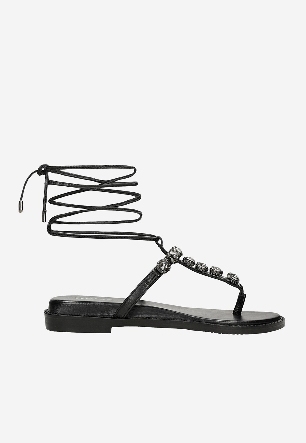 Černé šněrovací sandály s ozdobnou aplikací 76227-51 Widok 1