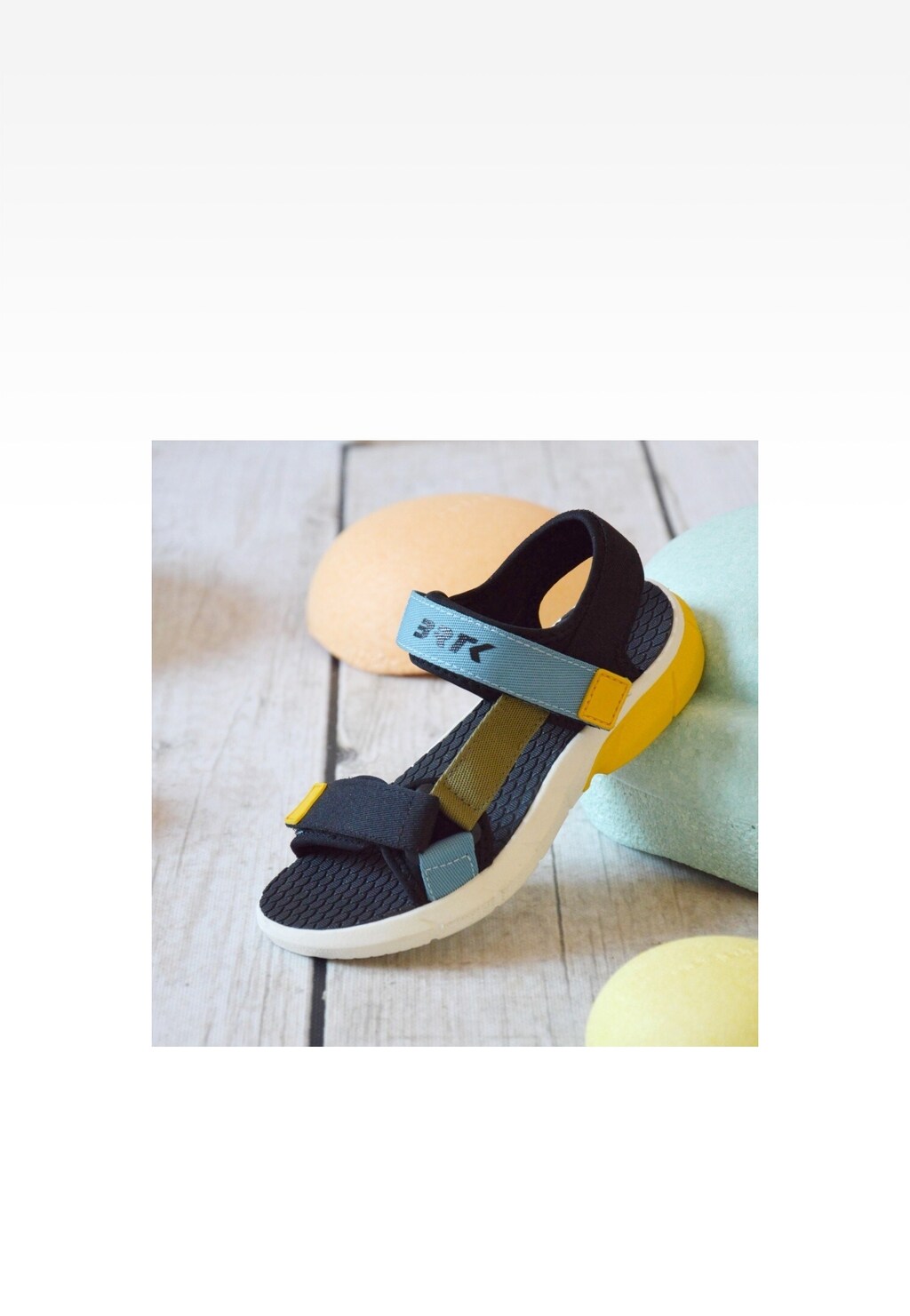 Čierno-modré sandále BARTEK so žltými prvkami 89001-16 Widok 8