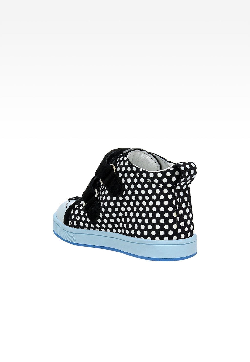 Černé kotníkové boty s bílými puntíky a modrou podrážkou BARTEK 13568-10 Widok 4
