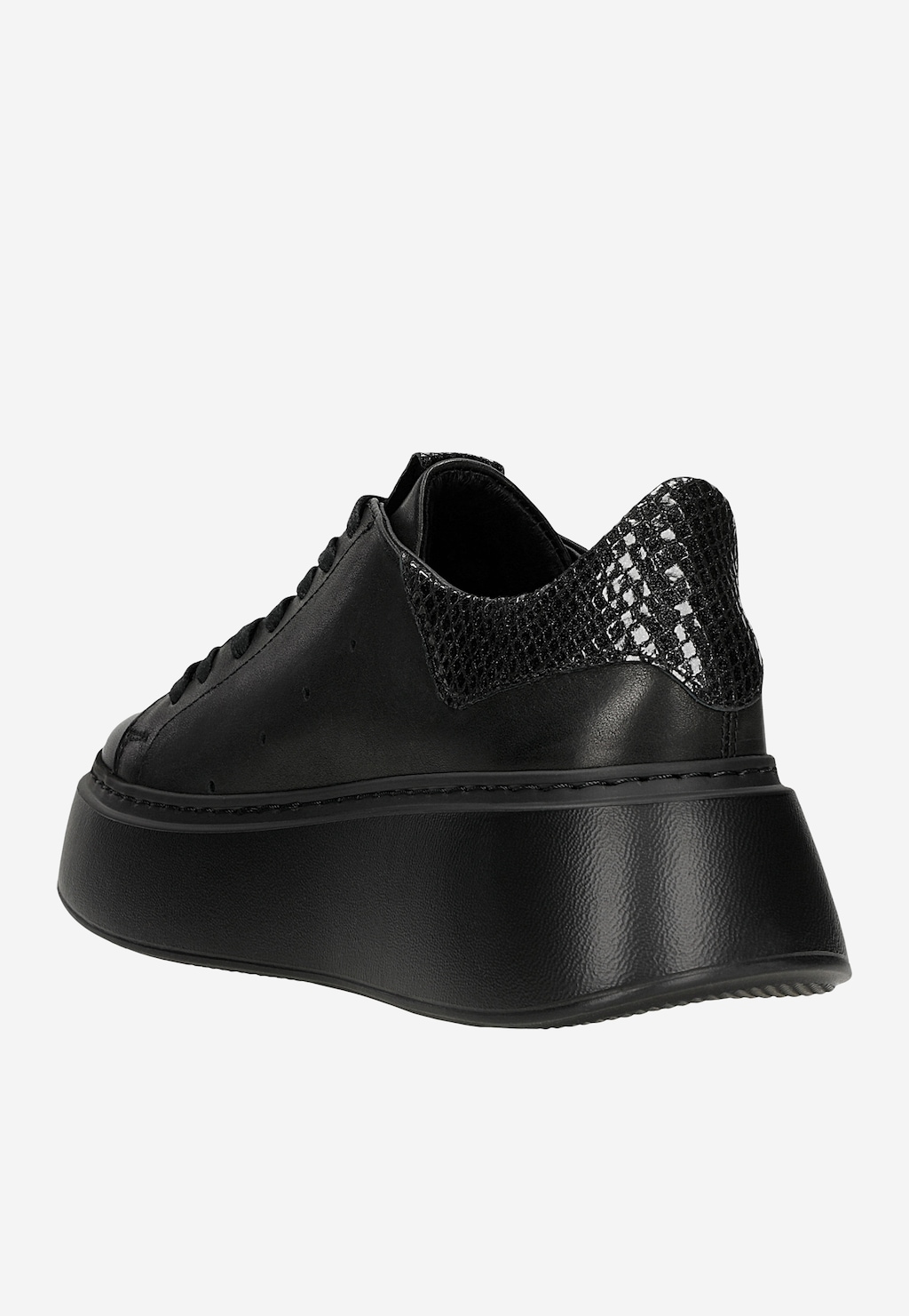 Czarne trampki na lekkiej wysokiej podeszwie 46285-51 Widok 4