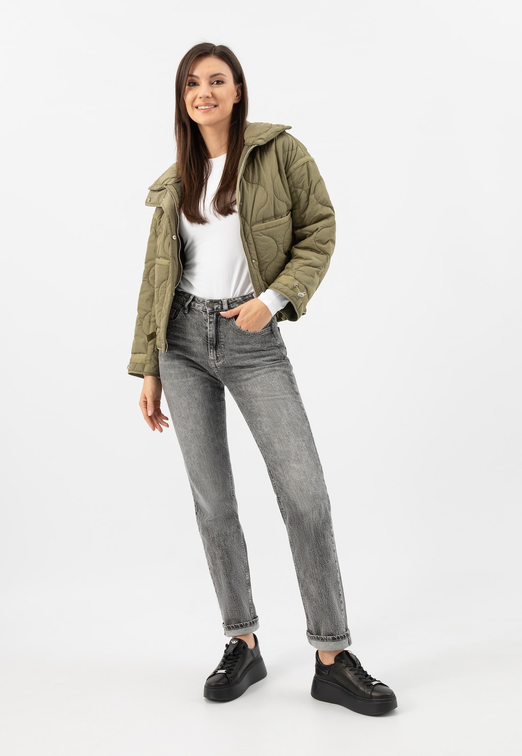 Czarne trampki na lekkiej wysokiej podeszwie 46285-51 Widok 8