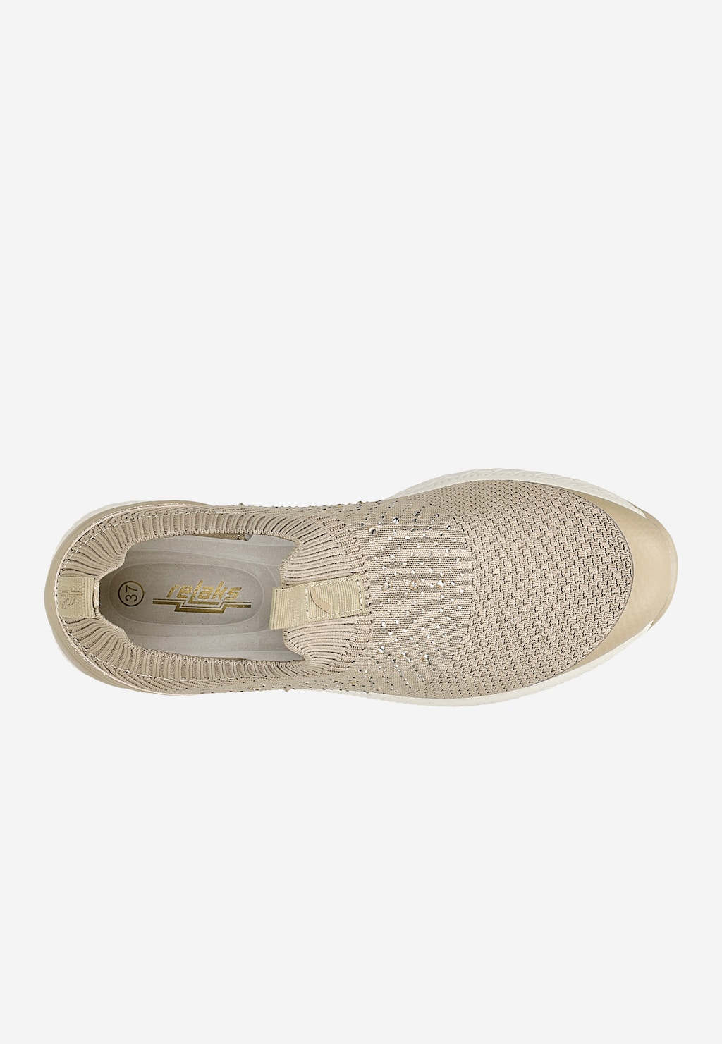 Béžové slip-on tenisky RELAKS s krystalky R46177-14 Widok 4