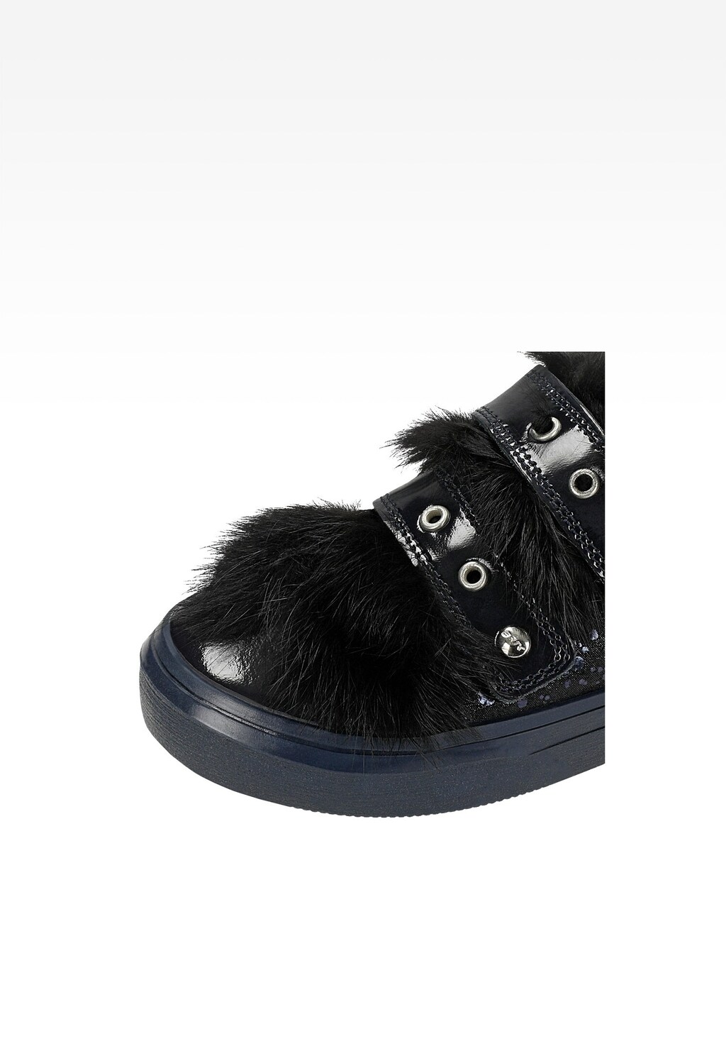 Marineblaue Halbschuhe für Mädchen mit Glitzer und Kunstfell T-68125/SZ/N1F Ansicht 7