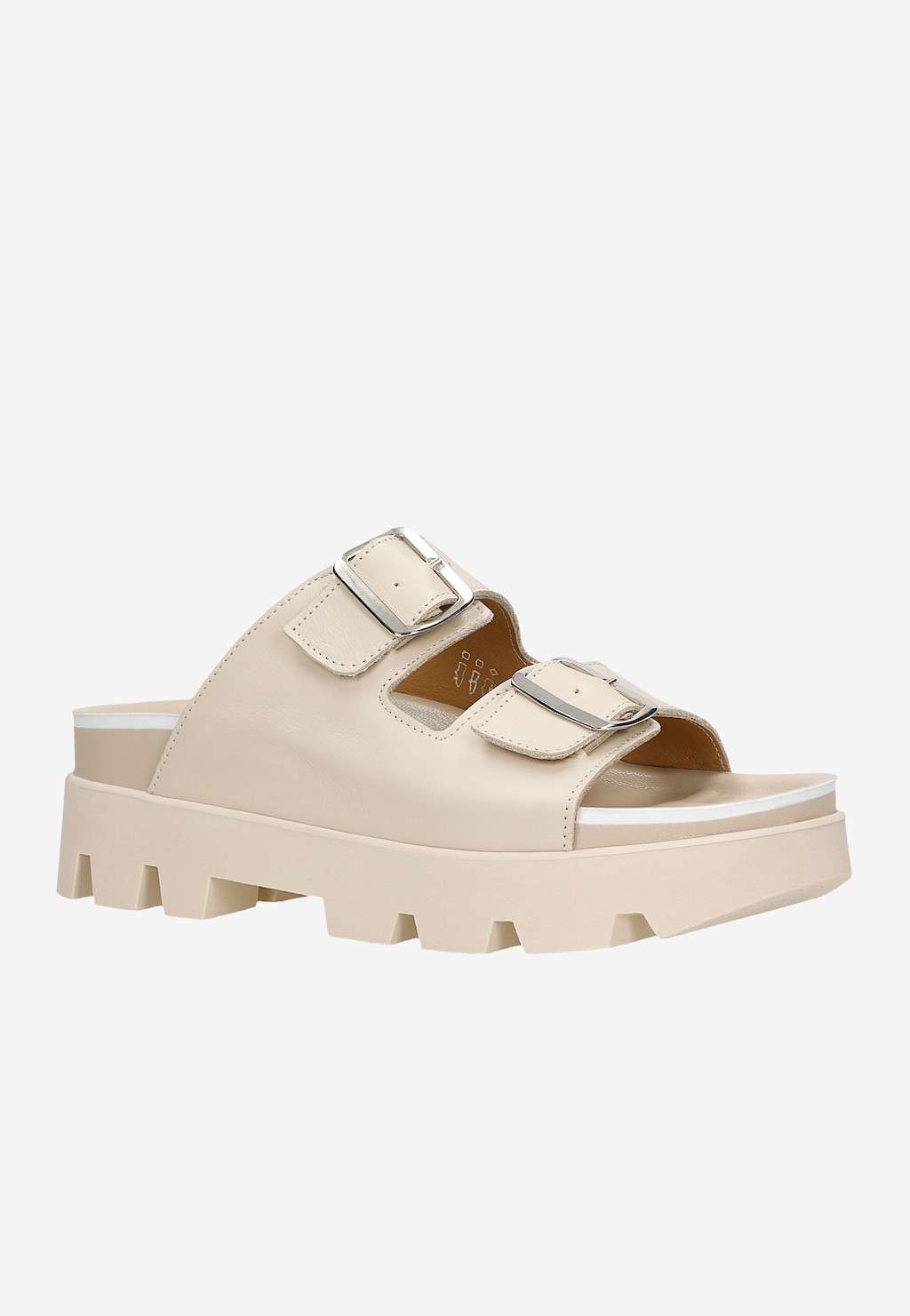 Béžové dámske šľapky s výraznou podrážkou 74105-54 Widok 3