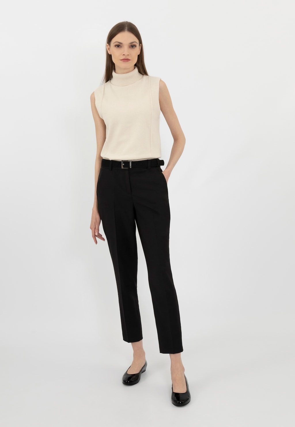 Czarne lakierowane baleriny damskie 44005-31 Widok 1