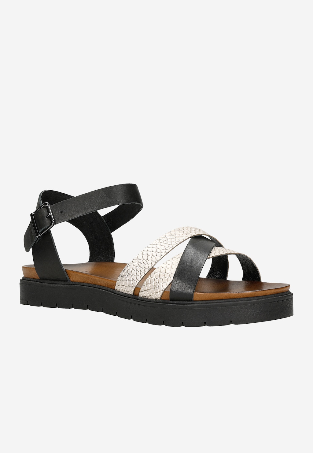 Dámske sandále s prepletanými čierno-zlatými remienkami 76155-71 Widok 3