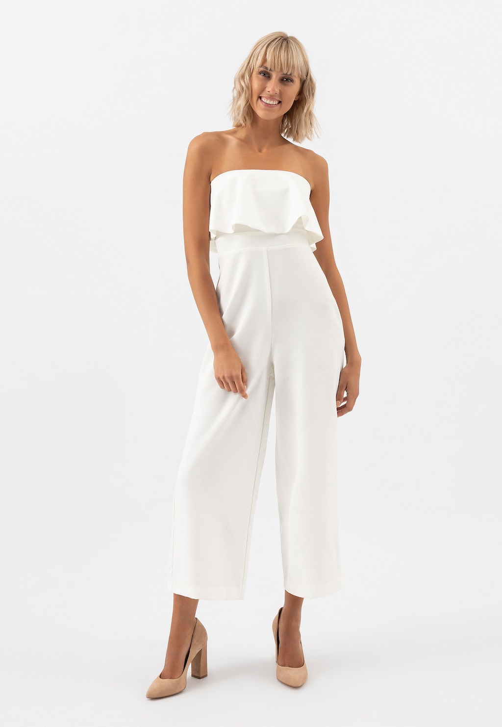 Beżowe czółenka damskie na wysokim słupku 35039-64 Widok 7