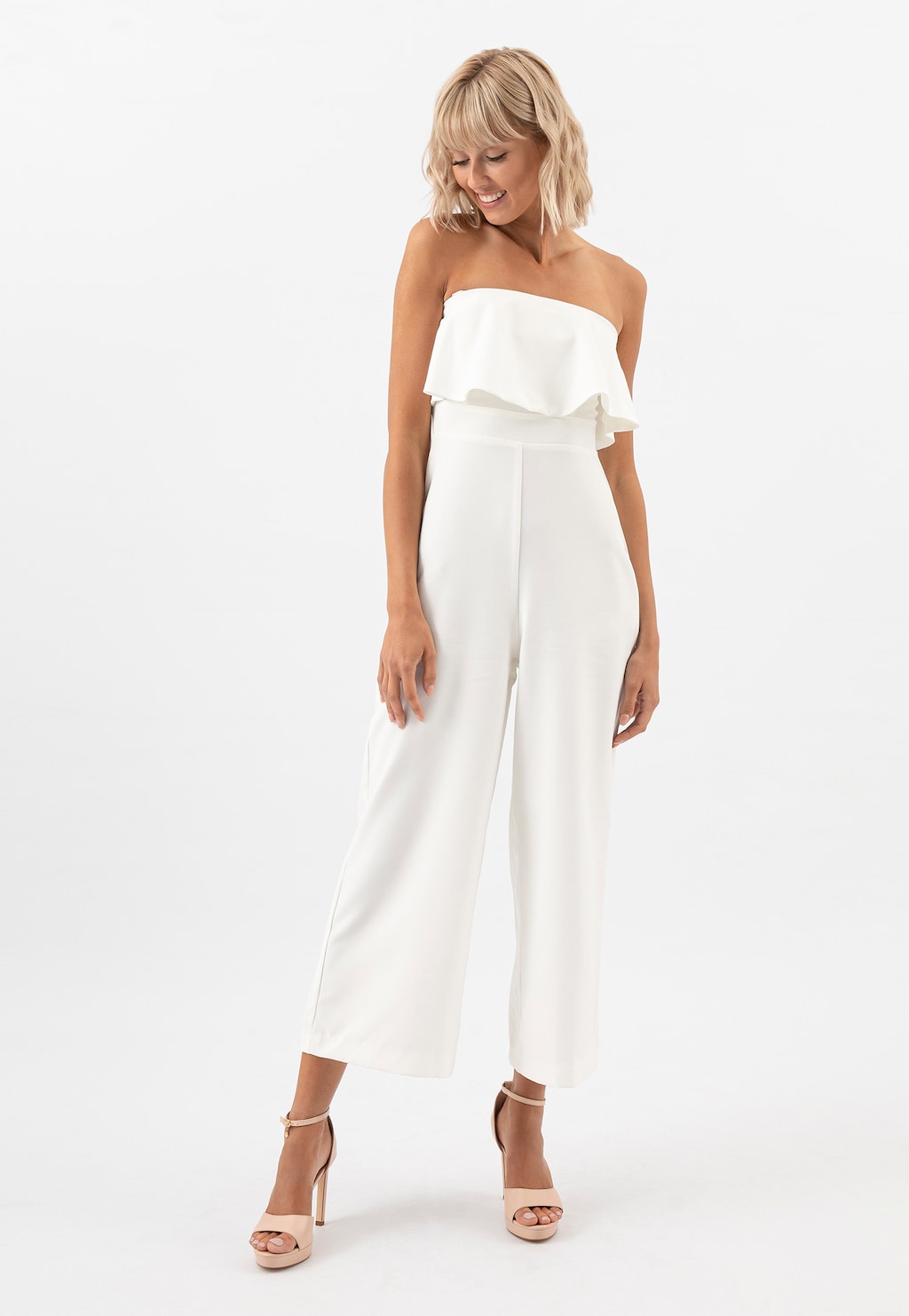 Wysokie sandały na szpilce w kolorze beżowym 76152-54 Widok 1