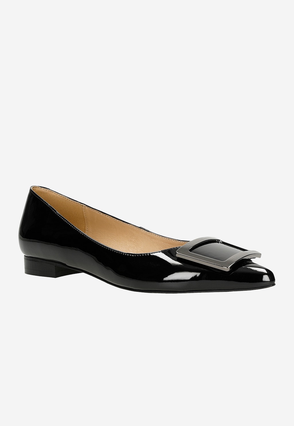 Czarne lakierowane baleriny z metalową ozdobą 44037-31 Widok 3