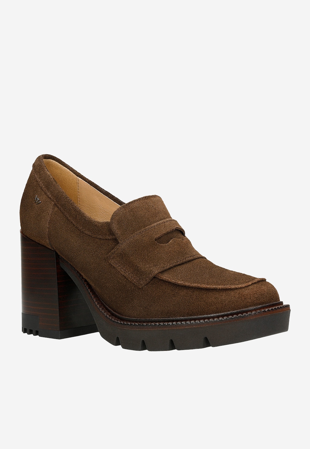 Brązowe mokasyny penny loafers na słupku 46239-62 Widok 3