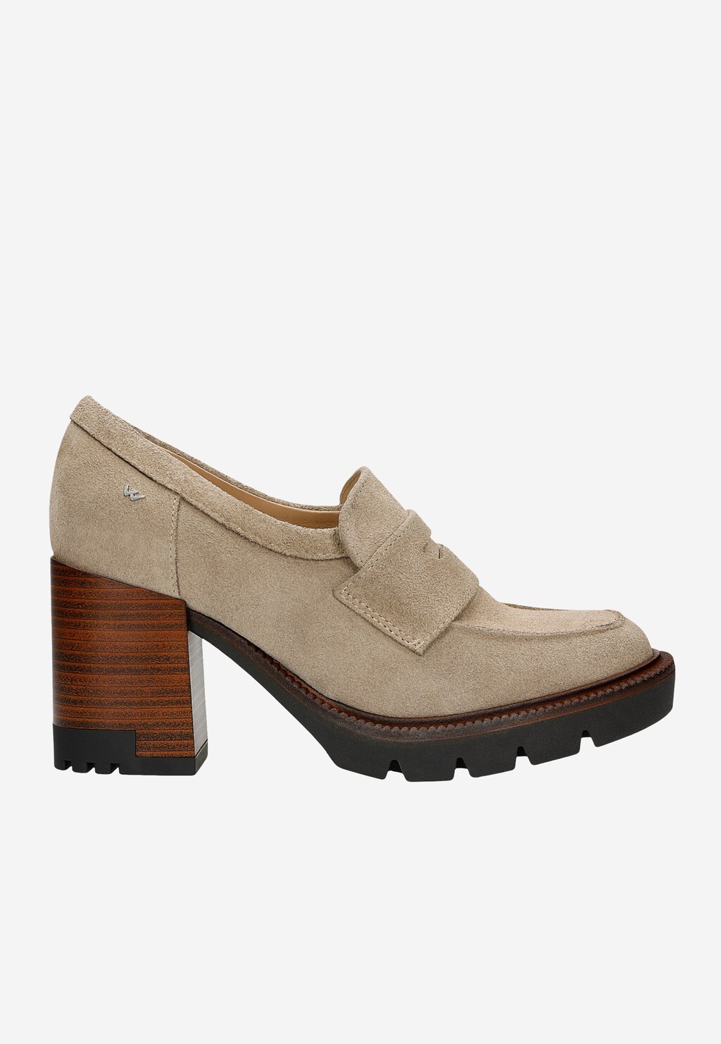 Beżowe mokasyny damskie na obcasie 46239-64 Widok 2