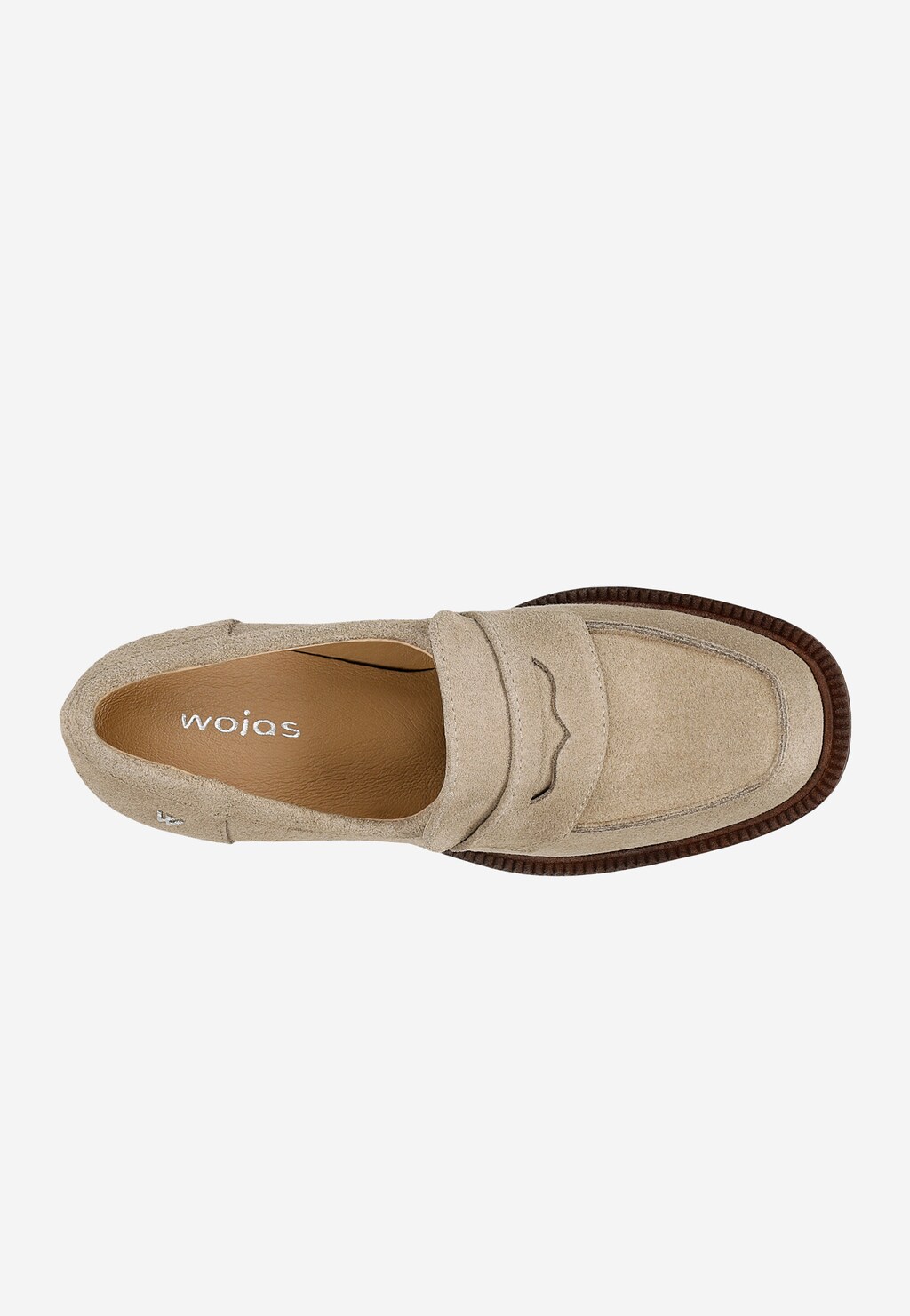 Beżowe mokasyny damskie na obcasie 46239-64 Widok 5