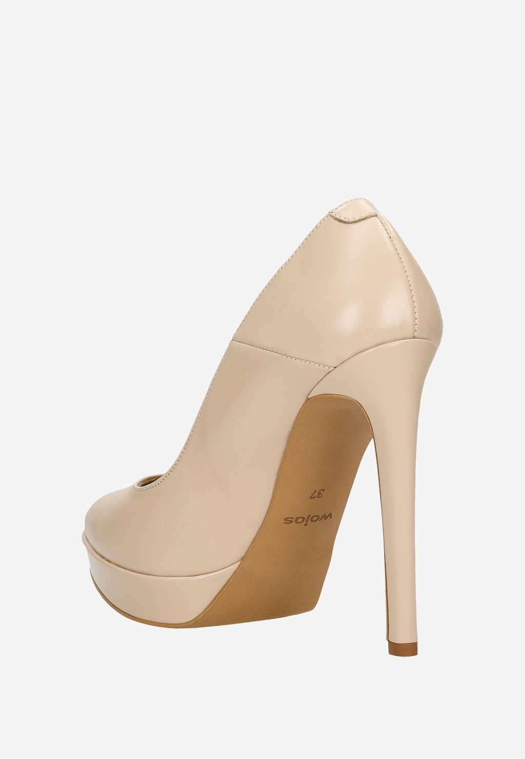 Beżowe skórzane szpilki damskie na platformie 35126-54 Widok 4
