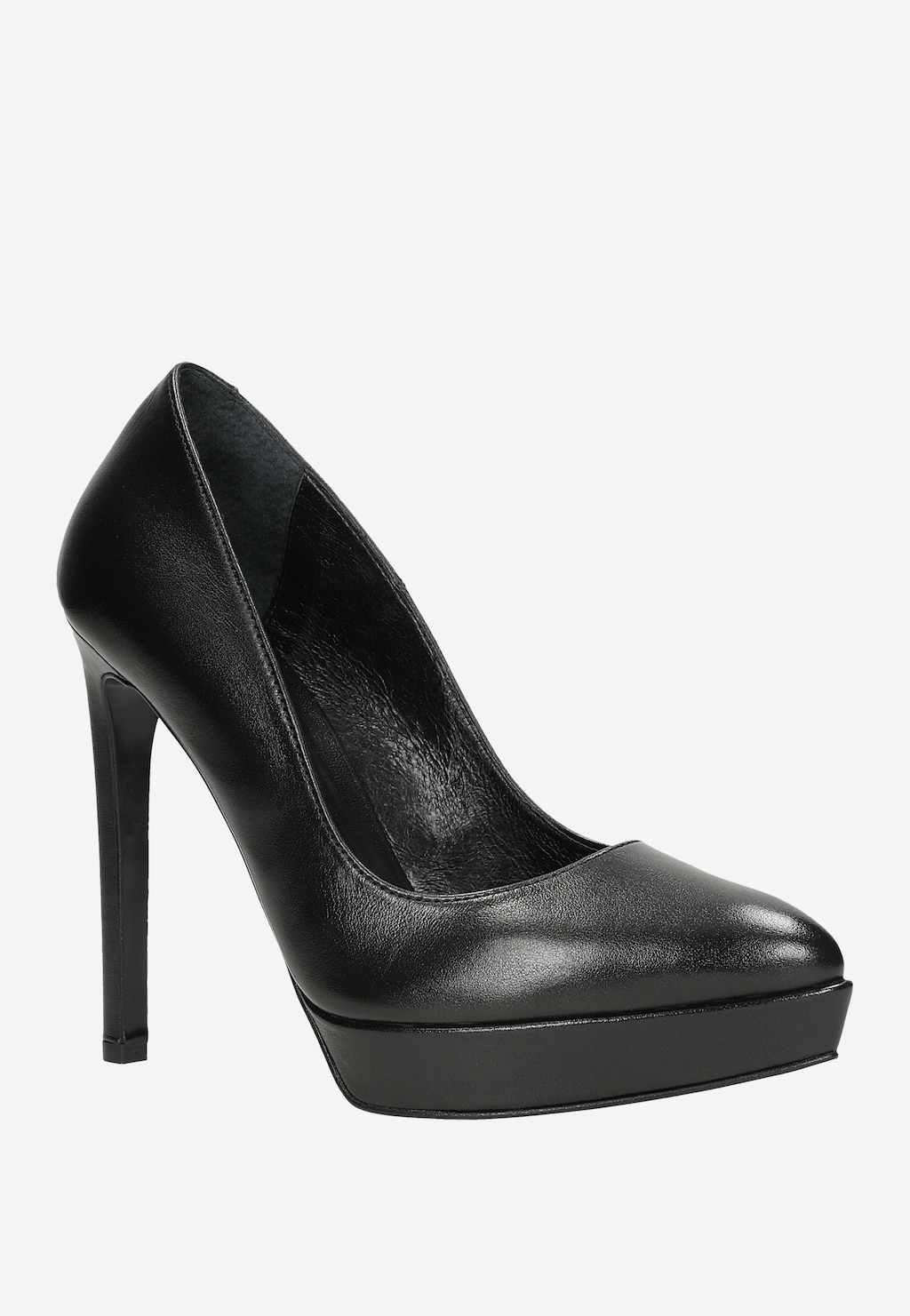 Czarne skórzane czółenka damskie na wysokiej szpilce 35126-51 Widok 3