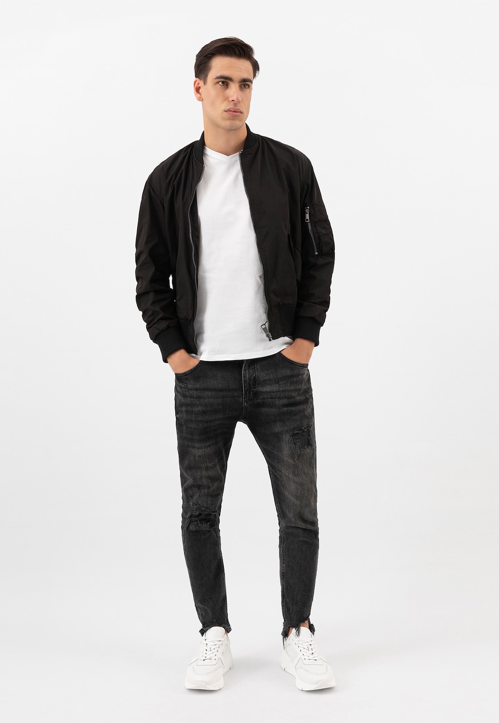 Bílé tenisky z kombinovaných materiálů 46042-49 Widok 7