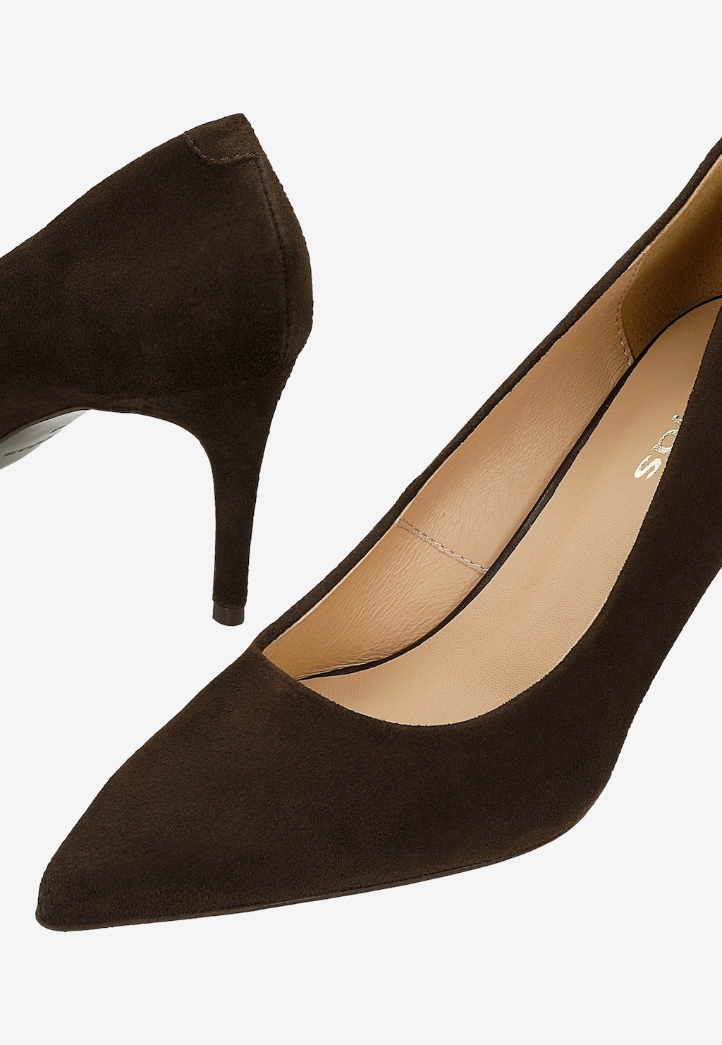 Sametové lodičky na vysokém podpatku v čokoládově hnědé barvě 35174-62 Widok 6