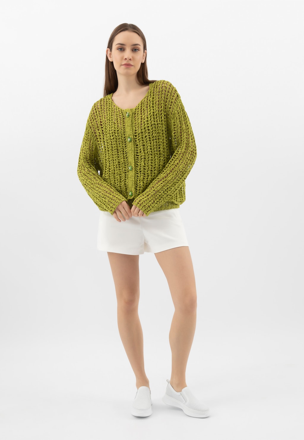 Bílé dámské slip-on polobotky z lícové kůže 46338-59 Widok 10